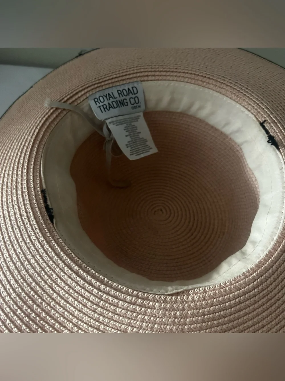 Wide Brim Sun Hat with Black Ribbon Trim